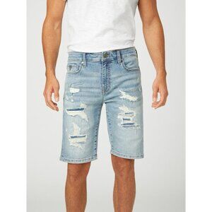 Guess Men's Burton Rip And Repair Shorts Light Blue Size 30